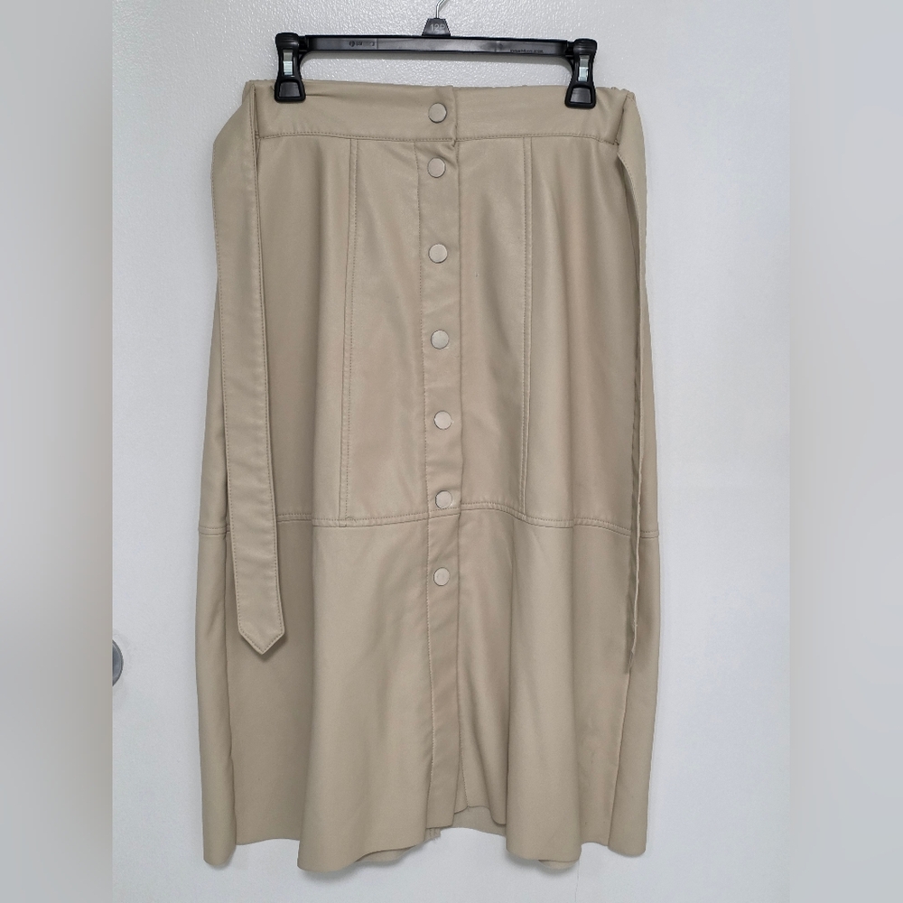 C.C Beige A-Line Skirt with Button Detail